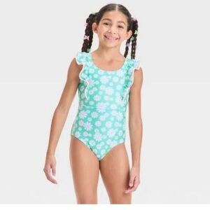Girls' Cat & Jack Endless Daisies Floral Printed One Piece Swimsuit